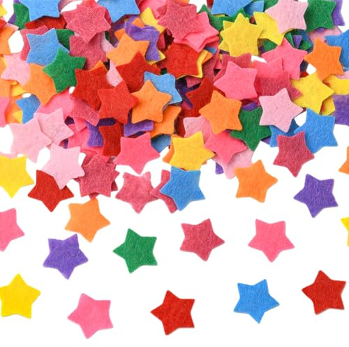 SUNNYCLUE 1 scatola Da 300 pezzi di Stelle In Feltro Stelle In Feltro Pretagliate Colorate Sottili Intrecciate Piccole Decorazioni Tessuto Piatto Ad Ago per Infeltrimento Fai Da Te Forniture per Artig