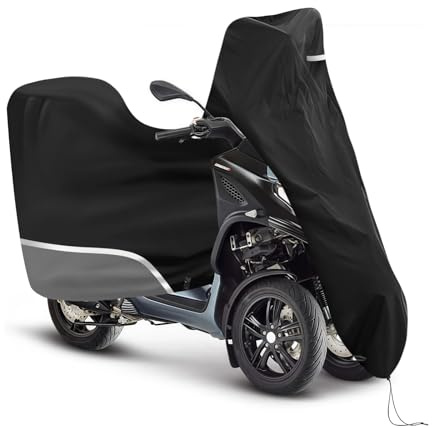 Motorcykelpresenning för motorcykel, utomhus, med bagageutrymme, vattentätt och vinterbeständigt, 420D oxfordtyg, lämplig för Piaggio MP3 250/310/300/350/400/500/530 (grå)