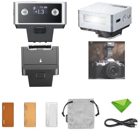 Godox iT20 O iT20-O con Zapata, Flash TTL para Olympus Panasonic, Flash de máxima Potencia de 700 μm, Recarga de 1,5 s, batería de Litio integrada, Mini Flash con filtros de Color (sin HSS, Plateado)