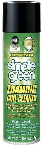 Simple Green Foaming Air Conditioner Coil Cleaner, 20 oz Aerosol Can, White, HVAC Condenser & Evaporator Cleaning Solution, Safe Non-Acid Formula