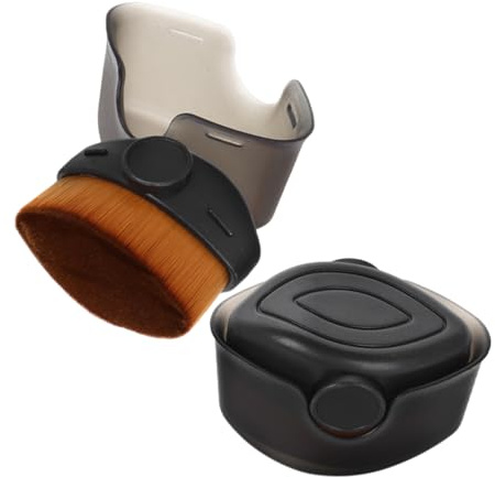 MUCKLILY 2 piezas Brochas Maquillaje Base Suaves y Densas con Funda Cepillos Portátiles para Aplicar Base Líquida Difuminar y Lograr Acabado Natural para Mujeres