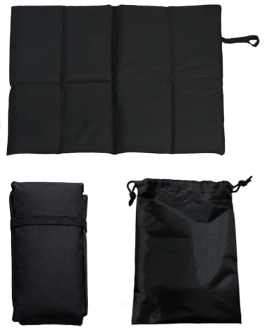 Hontaog Cojín de asiento exterior extragrande, 44 x 34 cm, impermeable, térmico, con bolsillo, cojín de asiento de camping, plegable, portátil, para senderismo, estadio, picnic, playa, color negro