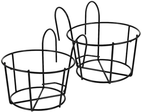 SUPVOX Supporto Portavaso Sospeso in Ferro Nero 2 Pezzi per Ringhiera Balcone, Fioriera Salvaspazio Resistente per Esterni e Interni, per Giardino, Terrazza e Davanzale