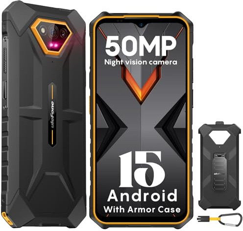 Ulefone Armor X13 Outdoor Handy Ohne Vertrag Android 15, Outdoor Smartphone 50MP+24MP Nachtsicht 12GB + 64GB/256GB SD, Octa Core 6320mAh 6,52'' IP68 4G Dual SIM Fingerabdruck ID NFC GPS OTG-Orange