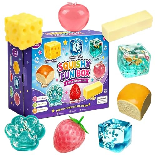 8 PCS Squishy Fun Box, Squishy Mystery Box Set, in Niedliche Butter Knödel, Erdbeere Slow Rising Squishy Stressbälle Antistressball Antistressbälle Stressball Mitgebsel Geburtstag Geschenke (A)