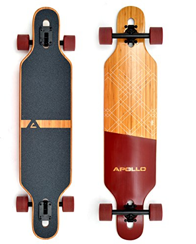 Apollo Longboard, Komplettboard mit Deck aus Bambus & Fiberglas, High-End Board mit ABEC 9 Kugellager, Flex 2 Longboards für Jugendliche und Erwachsene, Profi-Cruiser