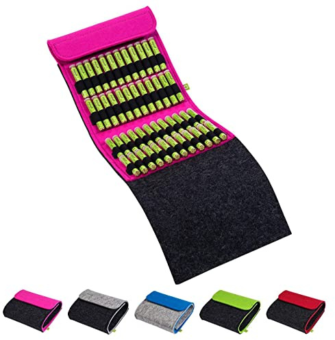 Homöopathische Taschenapotheke, Globuli-Tasche zum Buch Quickfinder Homöopathie (GU) von Dr. Markus Wiesenauer, gefüllt mit 48 Globuli-Röhrchen (Glas), aus echtem Filz (pink)