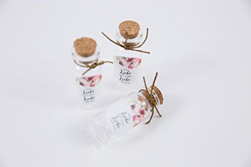 Schokoladenseite 40 Stück Mini Glasflaschen 12 ml, Fläschchen mit Korken, Aufkleber Blumenmeer, Geschenk geeignet für Hochzeit Gastgeschenk Blumensamen Taufe Kommunion Geburtstag Feste Geschenke