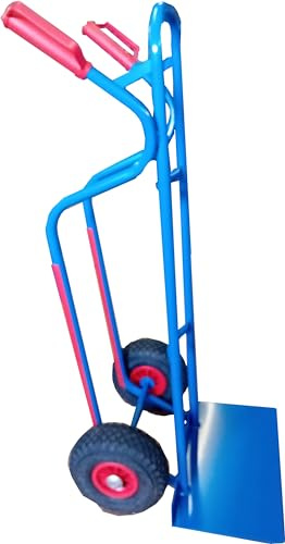 RLW Profi Stahlrohr Sackkarre Stapelkarre Jumbo 250 kg - Schaufel 280x470 mm - Made in EU - kein Asien-Import (Räder nach Ihrer Wahl) Hier: Luftrad schwarz/PVC-Felge rot/Gleitlager