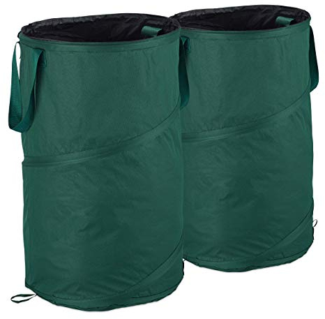 relaxdays Sacchi per Foglie Pop Up, Set da 2, per Fogliame e Rifiuti da Giardino, 120 l, Autoportanti, ∅: 44 cm, Verdi, Verde