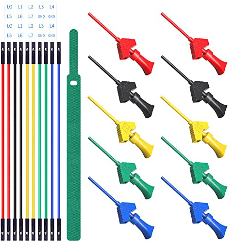 Cleqee SMD IC Test Haken Clips mit Silikon Jumper Drähte, 5 Farben
