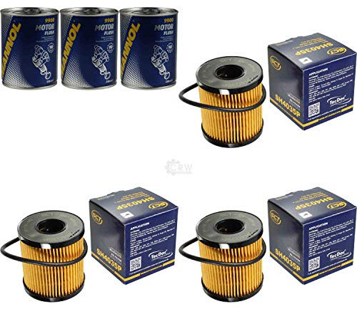 3x Original SCT Ölfilter SH 4035 P + 3x SCT Motor Flush Motorspülung