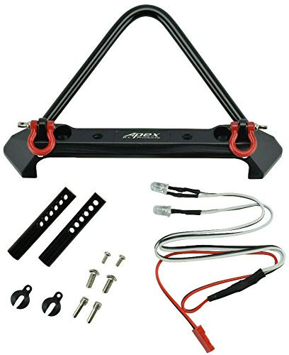 Apex RC Products Metal Front Bumper W/Shackles & Lights - for Traxxas TRX-4 / Axial SCX10 / II #4060