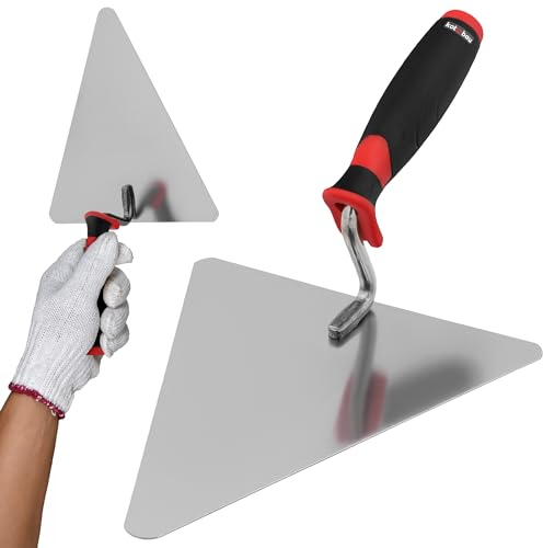 KOTARBAU® Cazzuola triangolare, in acciaio inox, 200 mm x 118 mm, con manico in plastica, per studenti, per lavori di muratura