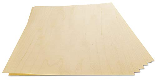 WoodPress® Echtholzfurnier aus echtem Birkenholz, 6 Bögen, A4-Größe (ca. 21 cm x 29 cm), Furnier für Intarsien, Modellbau und Möbelreparatur