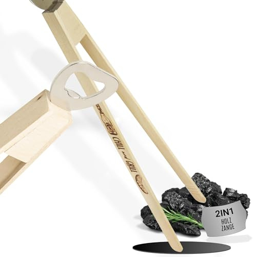 Grillzange aus Edelstahl mit Holzgriff - hochwertige Küchenzange 35 cm | BBQ Zubehör, Grillzubehör, BBQ, Zange, Fleischzange, Geschenkidee Vatertag, sicherer Griff, robust, Küchenwerkzeug