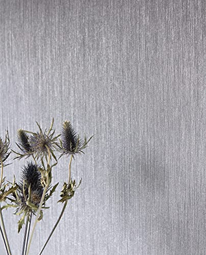 Newroom Tapete Grau Vliestapete Einfarbig - Unitapete Uni Silber Streifen Struktur Modern Streifentapete inkl. Tapezier-Ratgeber