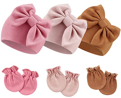 DRESHOW Neugeborenes Baby Mütze Hut und Handschuhe Set Beanie Bekleidung Unisex Infant Hut Kindergarten Mütze Baby Jungen Mädchen 0-6 Monate
