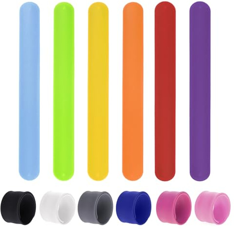 TOPTIE 24 Pezzi Braccialetti in Silicone Slap, Morbidi Braccialetti premi Carnevale