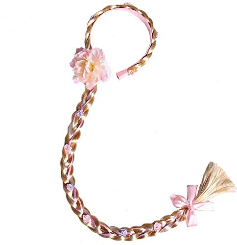 CHTENG Rapunzel Haar für Kinder, verheddertes Kleid, Kostüme, Kinderperücke, Haarnadel, Rosa