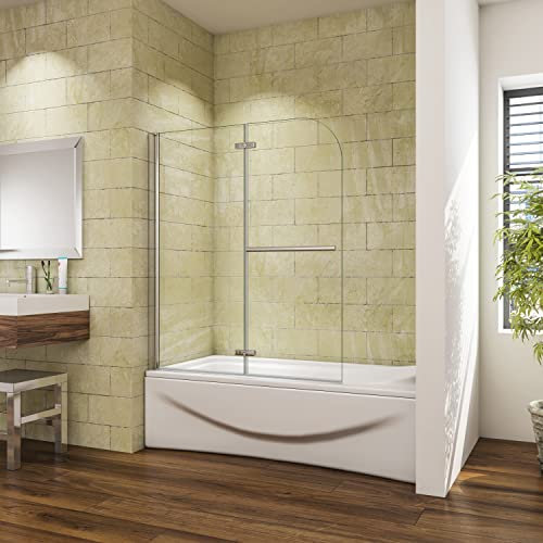 Sopravasca da Bagno Doccia 120x140cm Due Ante Apribili Vetro Temperato Trasparente 6 mm Anticalcare Cromato Lucido Maniglia