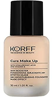 Korff Skin Booster Fondotinta Idratante 24h, Effetto Nude con Acido Ialuronico e Vitamina E, Texture Sottile e Setosa, Coprenza Bassa, Nude 03, Confezione 30ml