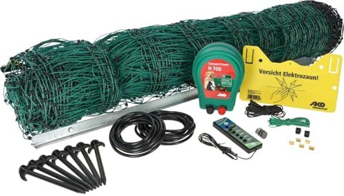 AKO Fencing Geflügelnetz-Set 50 m, grün, inkl. 230V Gerät + Zubehör, 441155