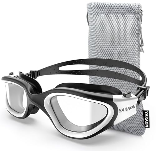 YAKAON G1 Swimming Goggles Adult, Open Water Goggles Swimming Anti Fog UV Protection No Leakage Easy to Adjust for Men Women Teenagers