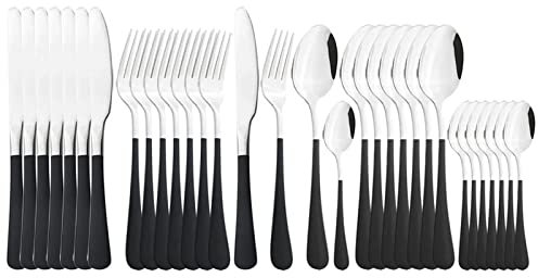 Set de couverts 32 pièces couverts roses Set de couverts en acier inoxydable Couteau de table Fourchette Cuillère Couverts Fête Ensemble d'ustensiles de cuisine Décoration en acier inoxydable
