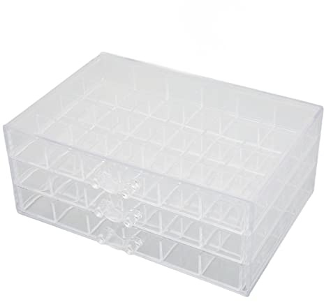 Boîte de Rangement pour Boucles d'oreilles Organisateur de Bijoux en Acrylique Visible 3 Couches 72 Grilles Facile à Nettoyer