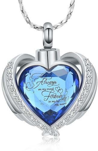 QGJNSGC Cremación Joyería para cenizas Colgante Corazón de cristal Urna Memorial Collar Cenicero para Mujeres Hombres Keepsake Joyería joyería conmemorativa Collar con colgante para cenizas