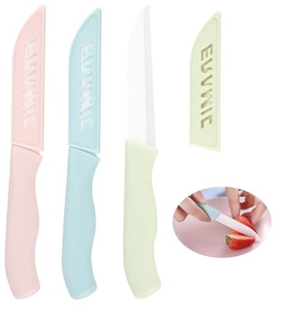 Ownkim 3-teiliges Keramikmesser-Set, Küchenmesser-Set, Keramikmesser Schälmesser 80 mm Klinge mit Keramikklingen und Messerabdeckungen für das Kochen von Gemüsefruchtbrot