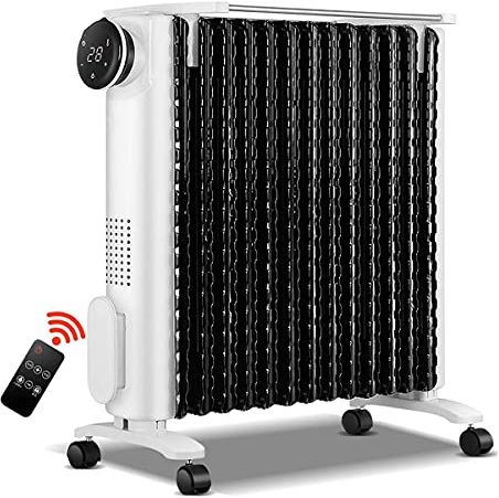 Termosifone a olio, radiatore digitale a olio con 26 alette da 2,2 KW con telecomando - Display a LED - Riscaldamento rapido - Scaldabagno elettrico - 3 impostazioni di potenza, timer