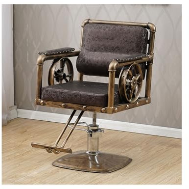 YYUINU Friseurstuhl, Hydraulischer Retro-Styling-Salon-Stuhl für Beauty Spa, Tattoo Shop und Barbershop, Höhenverstellbar, 360 Grad Drehbar, mit Fußstütze,Dark Brown