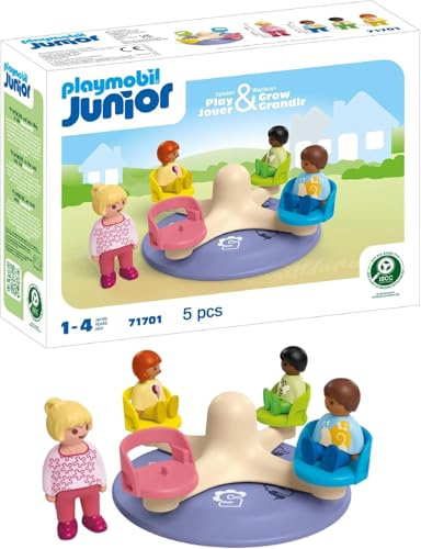 Playmobil JUNIOR | nummerkarusell | inklusive roterande säten | hållbar leksak av biobaserad plast | för barn från 1 år | 71701