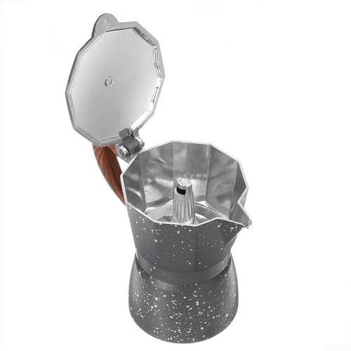 Zoegneer Kaffeekanne aus Aluminiumlegierung, italienische Mokkakanne für authentischen und starken Espresso, Grau, 150 ml (150 ml)