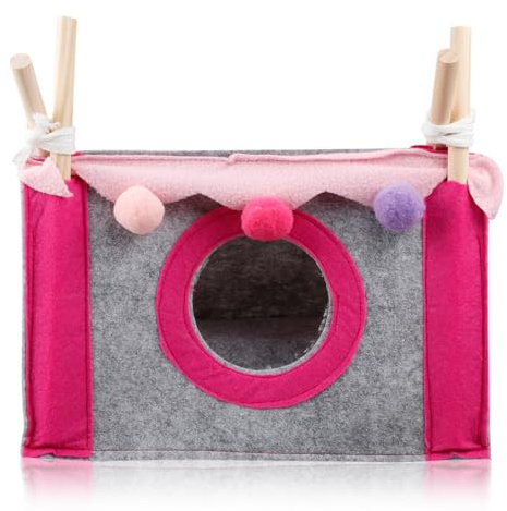 GLADFRESIT Guinea Pig Bed Pet Tent Cave House Hideout for Rabbit Hedgehog Chinchillas Hamster(Pink)