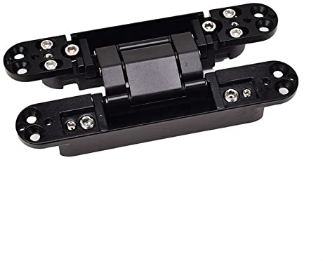 3D-verstellbares unsichtbares Türscharnier, verstecktes automatisches Tor, robuste schwarze Scharniere, verdecktes Kreuzscharnier, tragende 80-kg-Scharniere (Color : Noir, Size : A)
