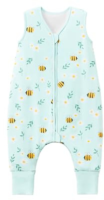TADO MUSLIN Baby/Toddler Sleep Sack with Legs, Rayon from Bamboo 95% + 5% Spandex, 1.0 TOG, 2‑Way Zipper Sleeping Bag, Walker‑Friendly 12-18M Little Bee