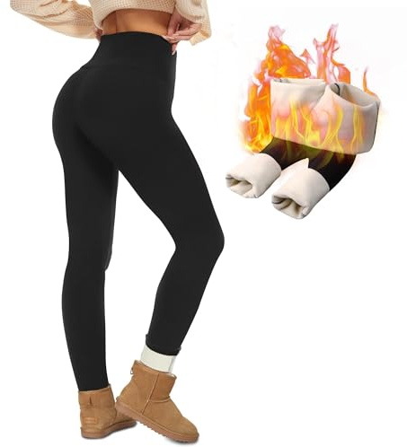 NexiEpoch Fleece Lined Leggings Women - Thermal Thick Winter Warm High Waisted Tummy Control Soft Pants for Snow Cold
