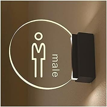 Toilettenschild aus Acryl für Herren- und Damentoiletten, LED-Schild zur Wandmontage, Badezimmerschild mit beleuchteter Kante für Damen, Herren, Damen, Badezimmer, Dekoschilder (FA