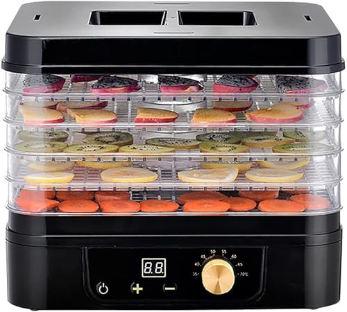 Essiccatore For Alimenti A 5 Vassoi, Essiccatore For Frutta, Impostazione Della Temperatura Da 35 A 70 ℃ E Impostazione Del Timer Da 72 Ore For Frutta Secca, Verdure, Carne Secca