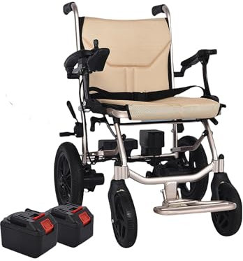 XPSSJUM Fauteuils roulants électriques pliants, 14 kg, légers et pliants pour adultes, fauteuils roulants électriques pour personnes handicapées avec joystick avec moteurs puissants et 2 batteries au