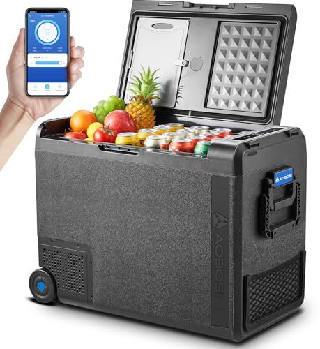 AAOBOSI Kompressor Kühlbox 58L, Kühlbox Auto -20°C bis 20°C, Kühlbox Elektrisch Mit USB-Anschluss, Robuste 12/24V 230V für Autos, Lastwagen, Boote, Wohnmobile, Camping und Angeln