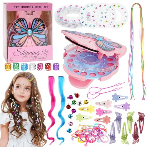 Libershine Hair Bedazzler Kit, Glitzersteine Haare Maschine mit 180 Hair Gems und Haarsträhnen Kinder, Haar Glitzer Strasssteine Glitter Hair Gemstone Styler