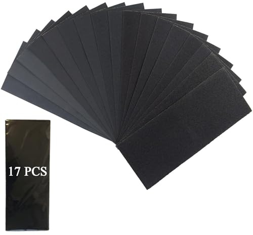 17 Sheet Wet Dry Sandpaper, Wet and Dry Sandpaper for Cars Polishing Metals Walls Wood Furniture Sanding, High Grit Sand Paper, 120 to 3000,5000,7000,8000,10000 Assorted Grit Sandpapers,9X3.6 Inches