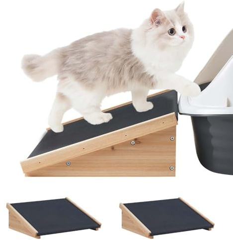 unipaws Hundetreppe 2er Pack, rutschfeste Hunderampe mit Gummioberfläche, Sanfte Einstiegshilfe für kleine & mittlere Hunde & Katzen, Gelenkschonend für Senioren, Indoor Rampe für Bett & Sofa