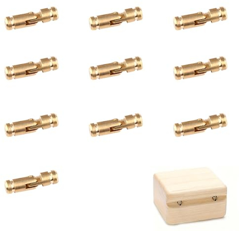 10PCS Brass Small Hinges, Multi-Functional Concealed Hinges for Wooden Boxes Jewelry Box Barrel Hinge, Mini Hidden Door Hinge for DIY Crafts Wooden Box Toys Cabinet Drawer