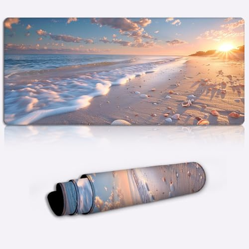 sunrise beach beauty Printed PC Laptop Computer Mouse Mat Pad Non-Slip Rubber Base Pad Office Home Novelty Printed Desk Accessory Large Laptop Desktop Printed Art Ergonomic 600 * 350 * 4mm