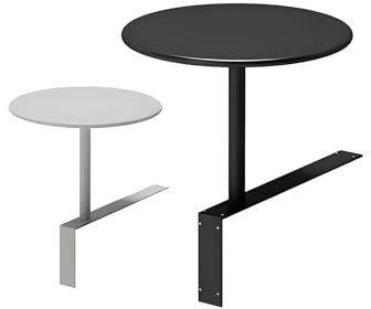 Platzsparender Wandtisch Rund, Cocktailtisch Beistelltisch Bartisch mit L-Förmiger Halterung & Kratzfester Schwebender Beistelltisch für Wohnzimmer, Café(Schwarz,40cm)